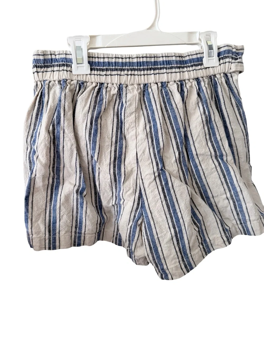 J. Crew Linen Striped Blue and Cream Tie-Waist Women’s Shorts